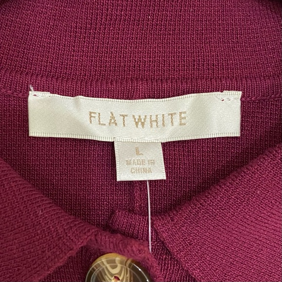 FLAT WHITE by Anthropologie Plum/Prune Button Down Cropped Knit Top Size L - Picture 10 of 12